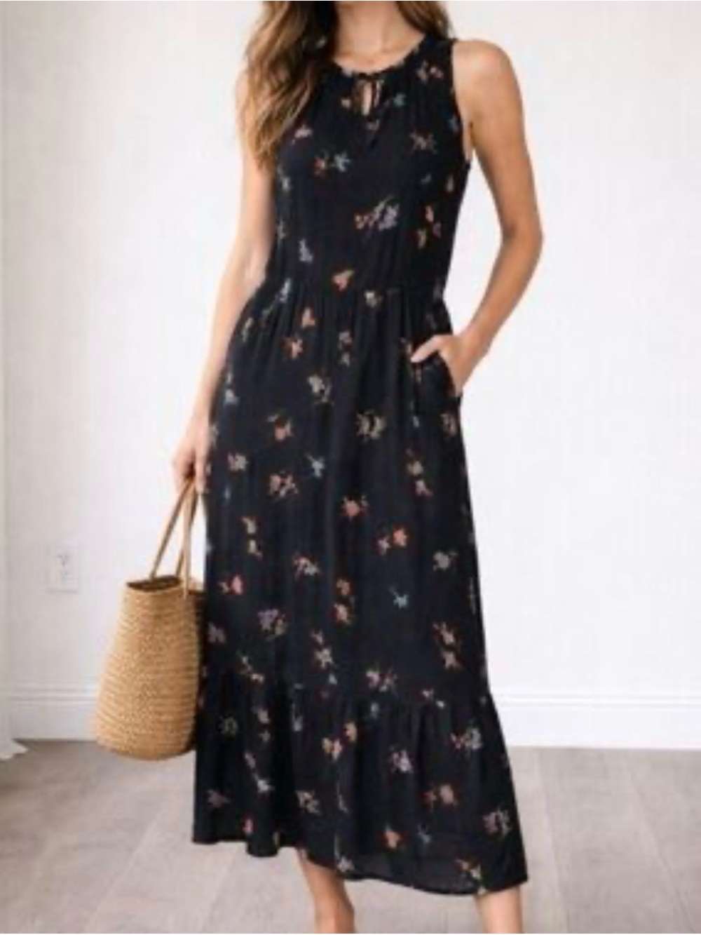 croft & barrow Black Floral Maxi Dress